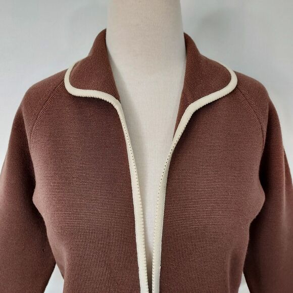 Vintage St. Andrews Cardigan Sweater Womens Size 10 Open Front 100% Wool Brown - Picture 3 of 10